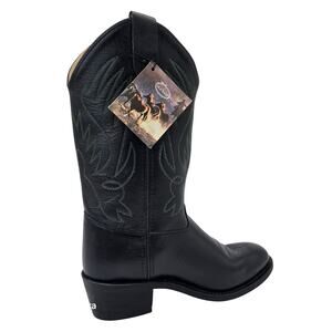Old West Black Leather Western Boots Cowboy Men's 6.5 D